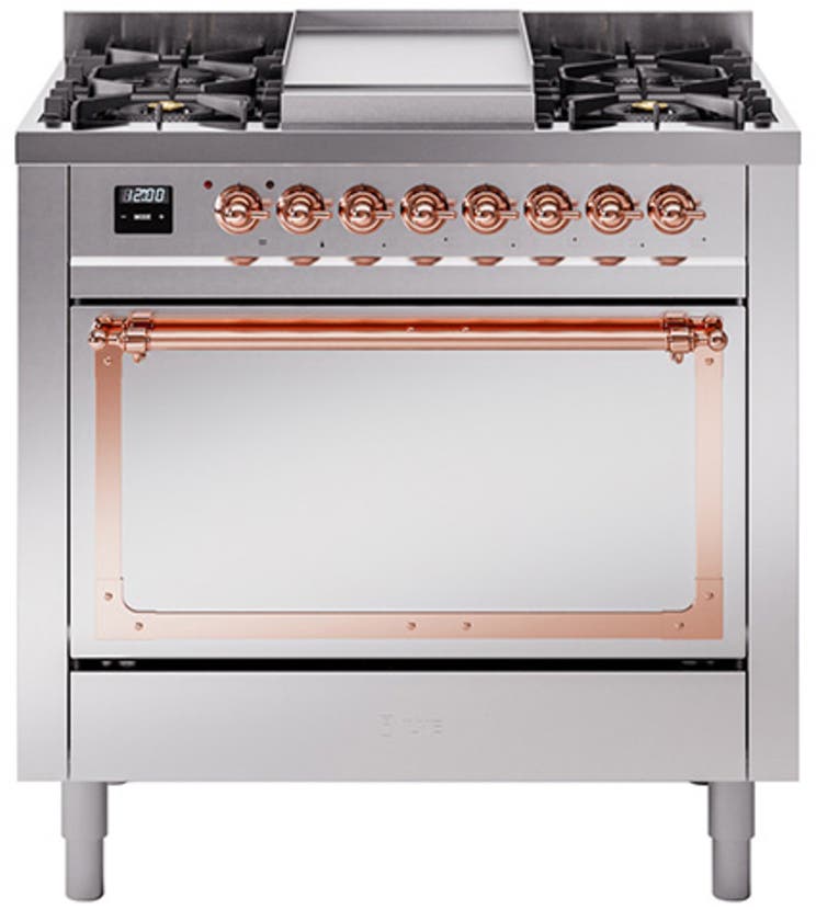 Stainless Steel With Copper Knobs, Natural Gas