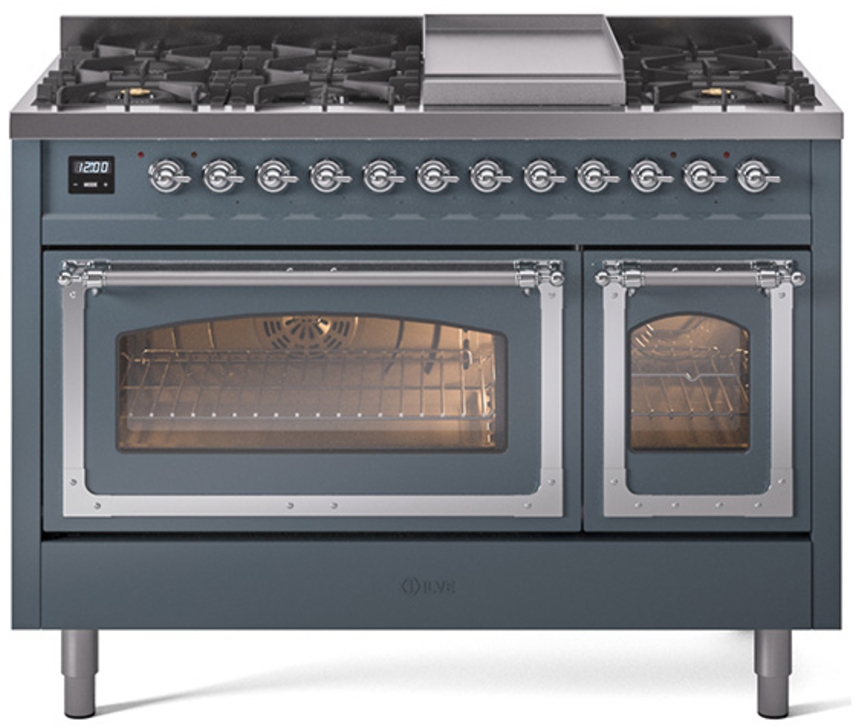 Blue Grey With Chrome Knobs, Natural Gas