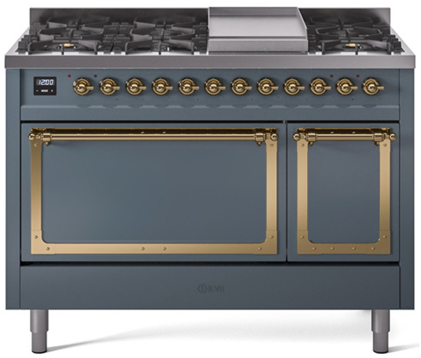 Blue Grey With Brass Knobs, Natural Gas