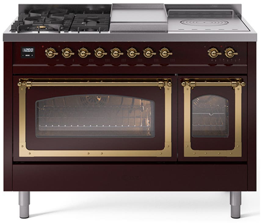 Ilve UN48FSNMPBUG Burgundy With Brass Knobs, Natural Gas