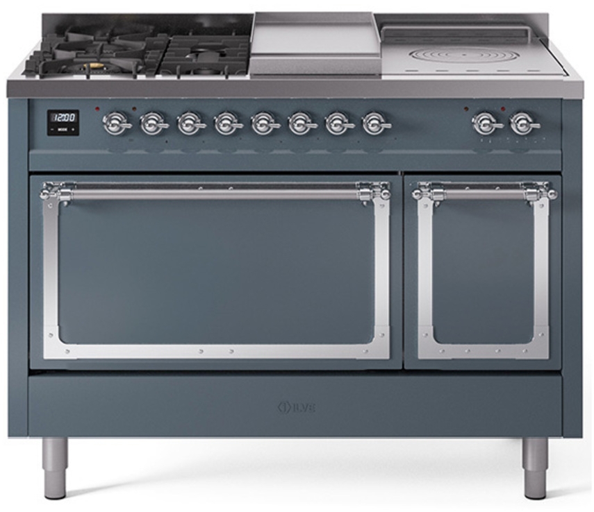 Blue Grey With Chrome Knobs, Natural Gas