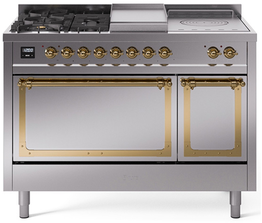 Stainless Steel With Brass Knobs, Natural Gas