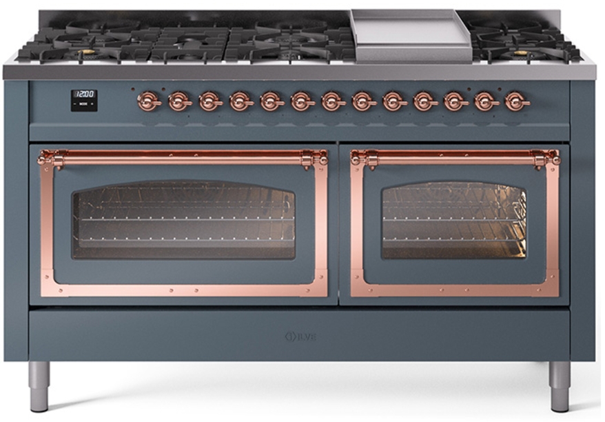 Blue Grey With Copper Knobs, Natural Gas