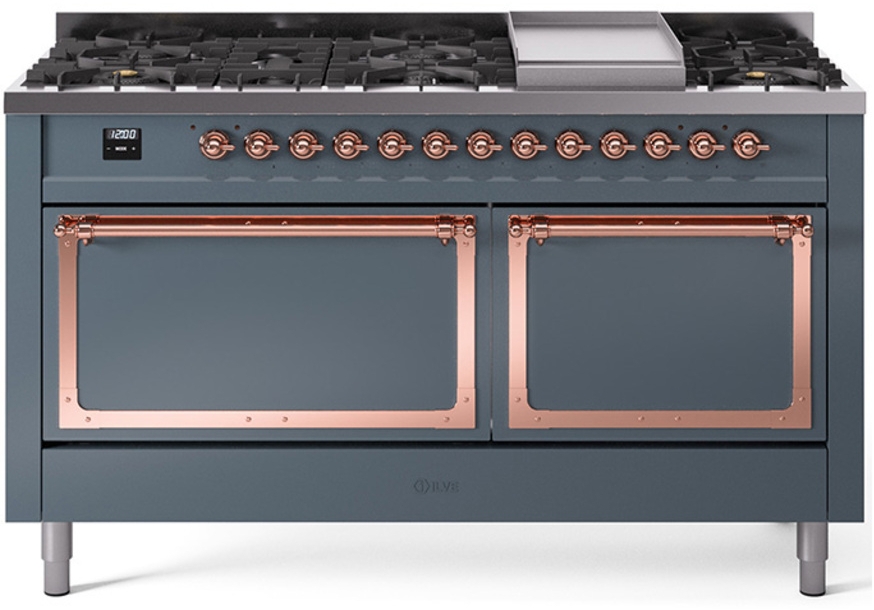 Blue Grey With Copper Knobs, Natural Gas