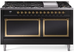 Glossy Black With Brass Knobs, Natural Gas
