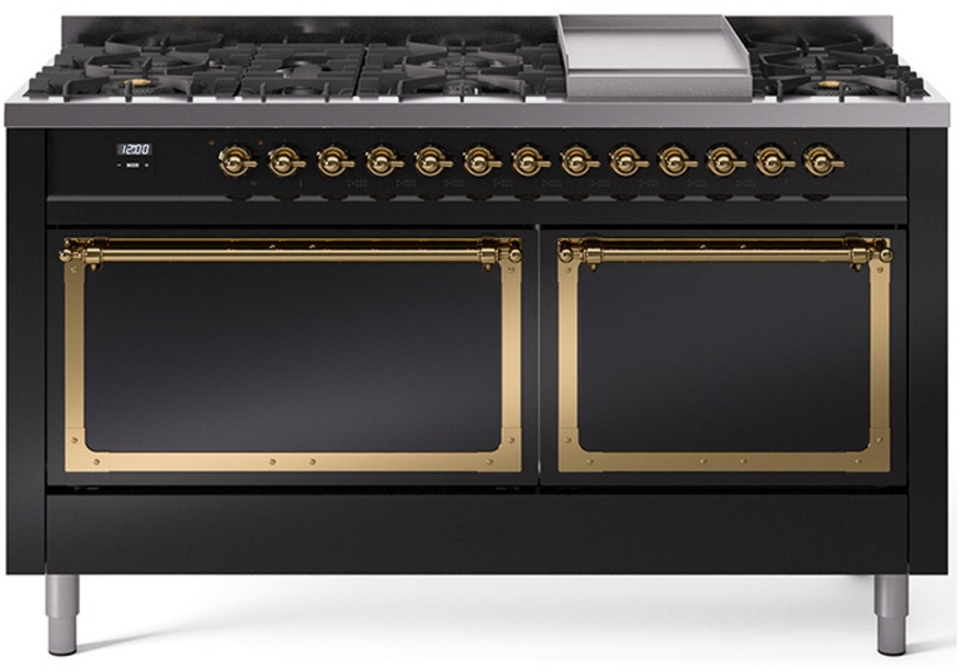 Glossy Black With Brass Knobs, Liquid Propane