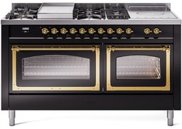 Glossy Black With Brass Knobs, Natural Gas