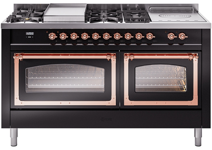 Glossy Black With Copper Knobs, Natural Gas