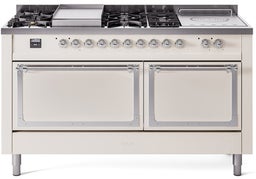 Antique White With Chrome Knobs, Natural Gas