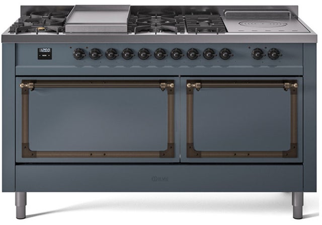 Ilve UN60FSQNMPBGB Nostalgie II Noblesse 60 Inch Dual Fuel Range With...