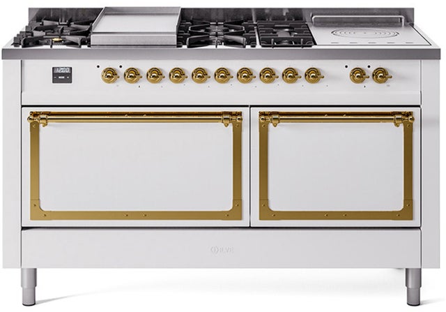 Ilve UN60FSQNMPWHG Nostalgie II Noblesse 60 Inch Dual Fuel Range With...