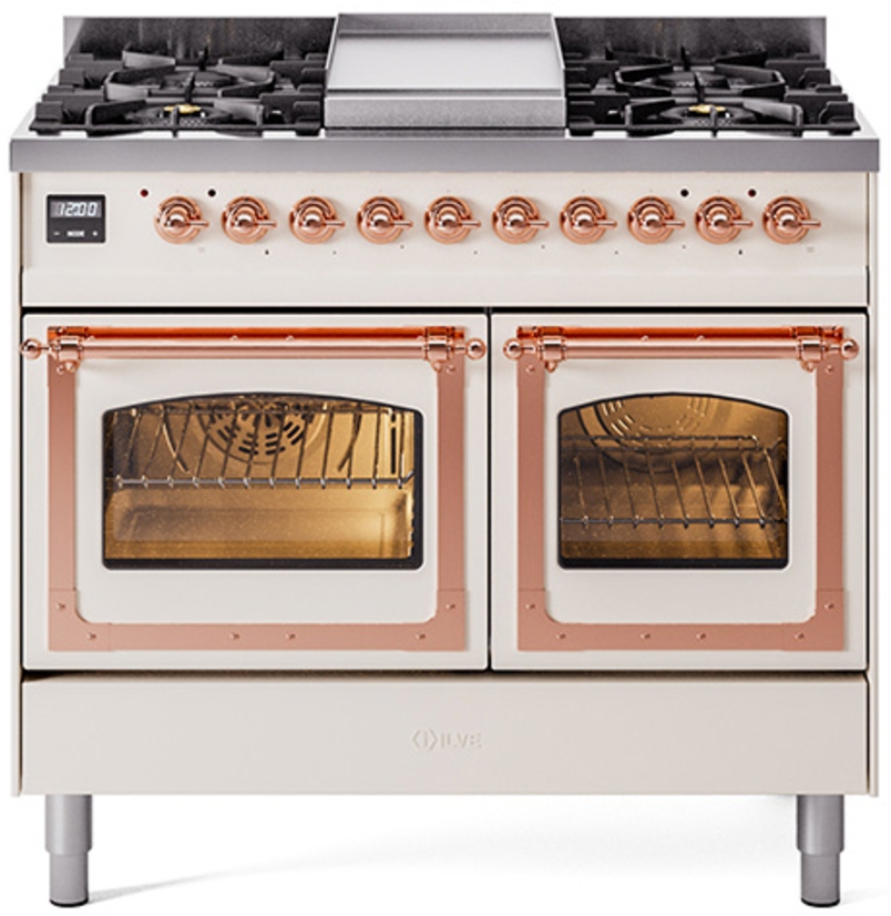 Antique White With Copper Knobs, Natural Gas