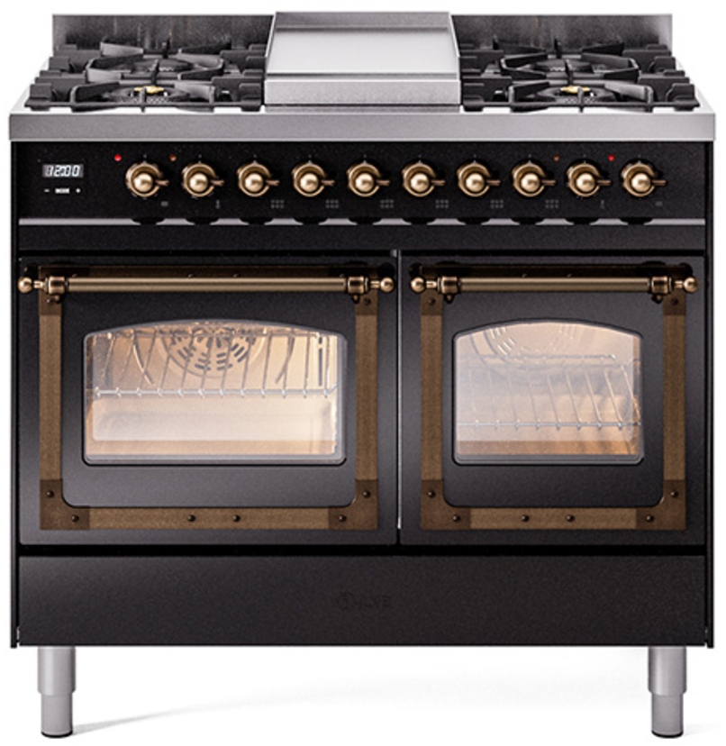 Glossy Black With Bronze Knobs, Natural Gas