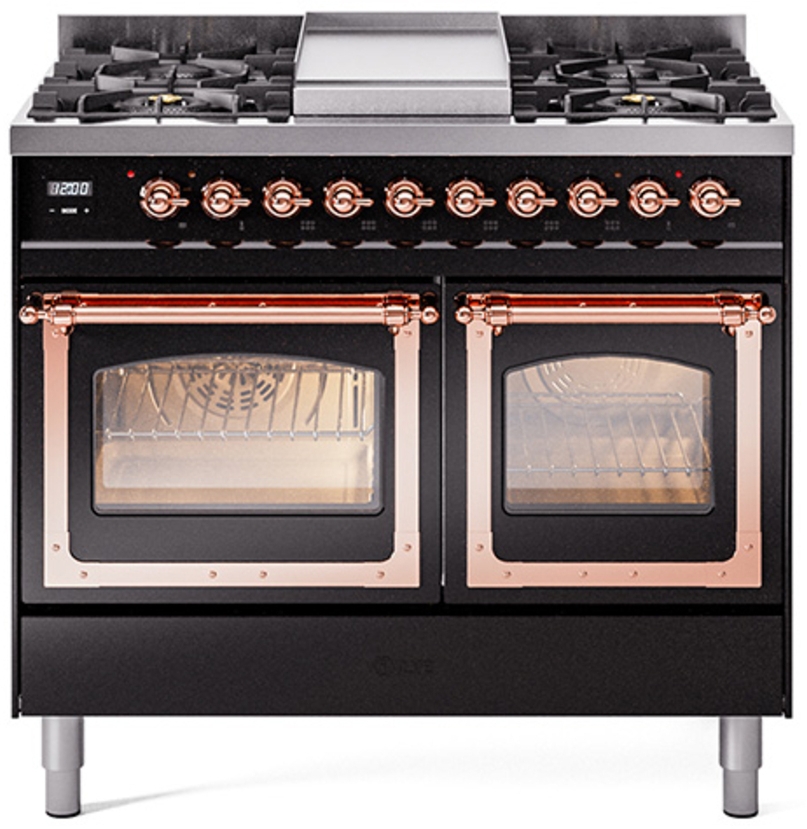 Glossy Black With Copper Knobs, Natural Gas