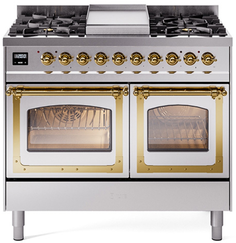 Stainless Steel With Brass Knobs, Natural Gas