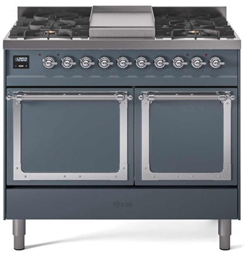 Blue Grey With Chrome Knobs, Natural Gas