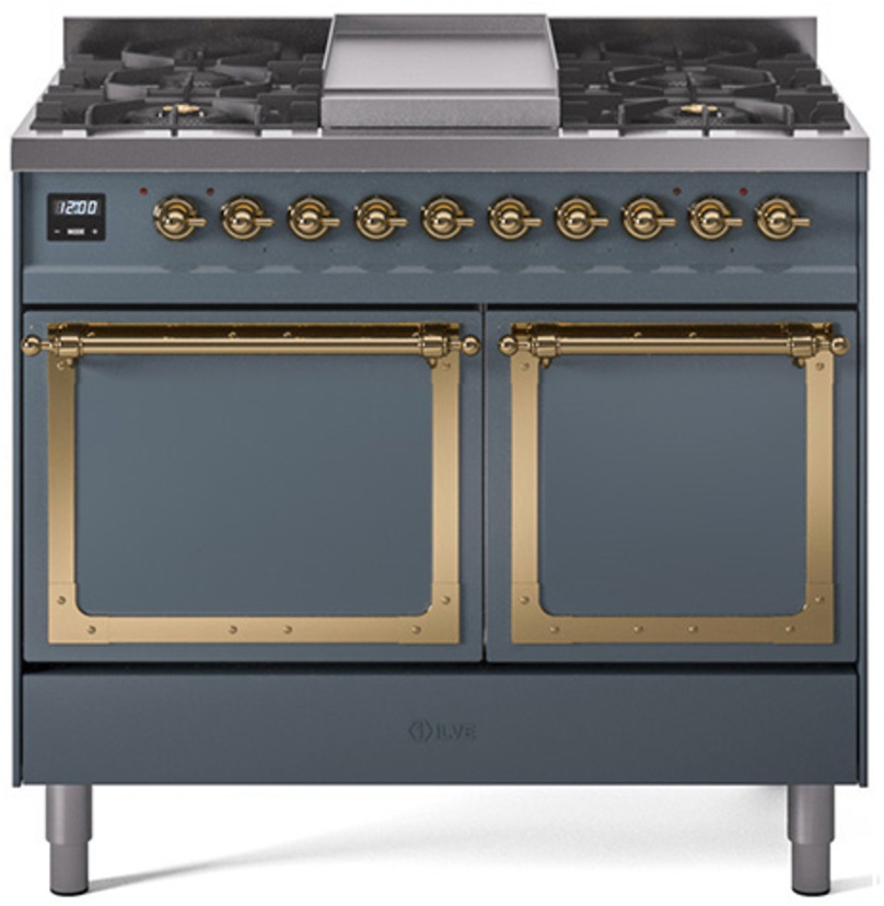 Blue Grey With Brass Knobs, Natural Gas