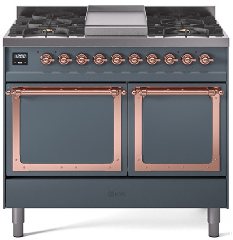 Blue Grey With Copper Knobs, Natural Gas