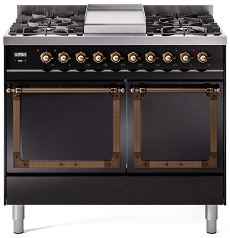 Glossy Black With Bronze Knobs, Natural Gas