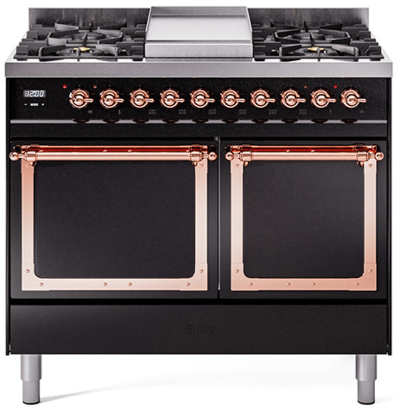 Glossy Black With Copper Knobs, Natural Gas