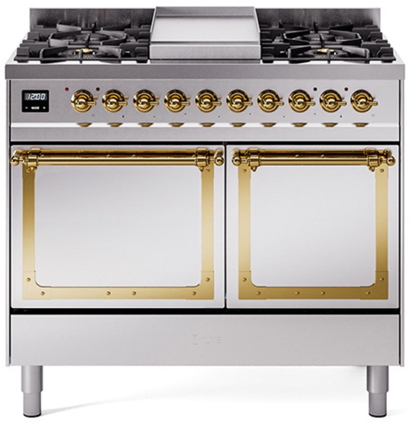 Stainless Steel With Brass Knobs, Natural Gas