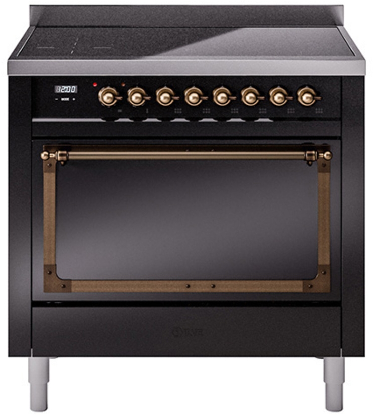 Glossy Black With Bronze Knobs