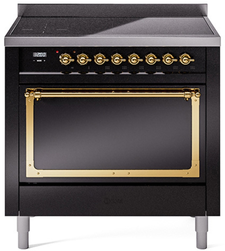 Glossy Black With Brass Knobs