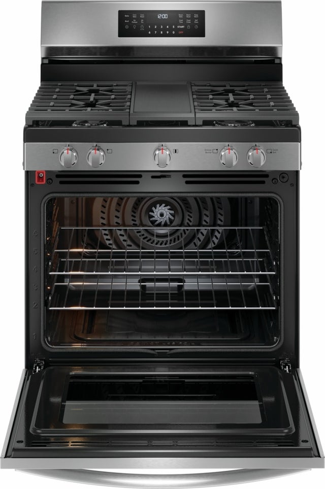 Frigidaire GCRG3060BD 30" Gas Range with No Preheat + Air Fry: Black Sta...