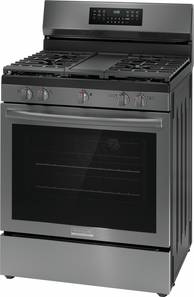 Frigidaire GCRG3060BD 30" Gas Range with No Preheat + Air Fry: Black Sta...