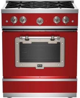 Carmine Red With Satin Nickel Trim, Natural Gas