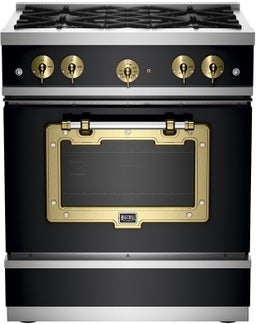 Matte Black With Brushed Brass Trim, Natural Gas