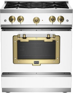 Matte White With Brushed Brass Trim, Natural Gas