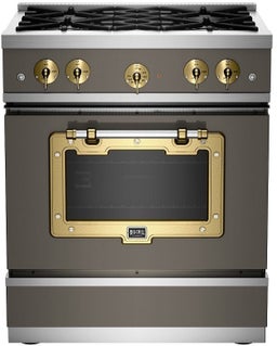 Quartz Grey With Brushed Brass Trim, Natural Gas