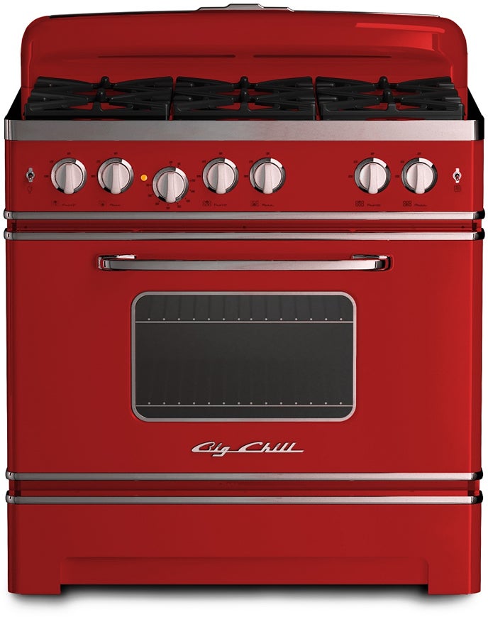 Big Chill BCR36CRLP 36 Inch Retro Freestanding Gas Range Cherry