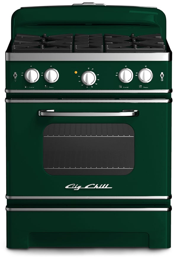 Big Chill BCR30CARLP 30 Inch Retro Gas Range: Carmine Red, Liquid