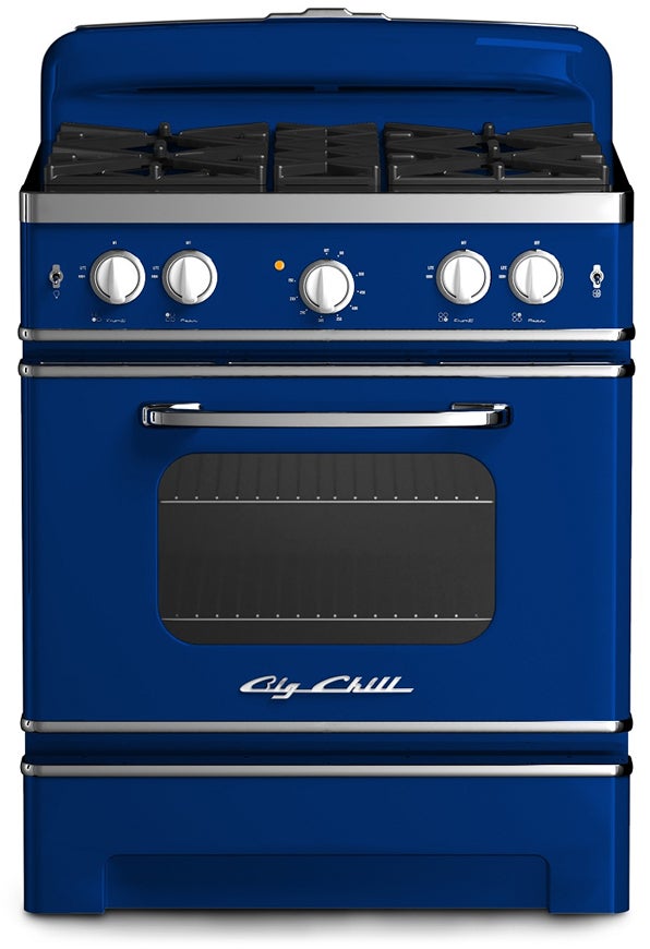 Big Chill BCR30SBNG 30 Inch Retro Gas Range: Signal Blue, Natural