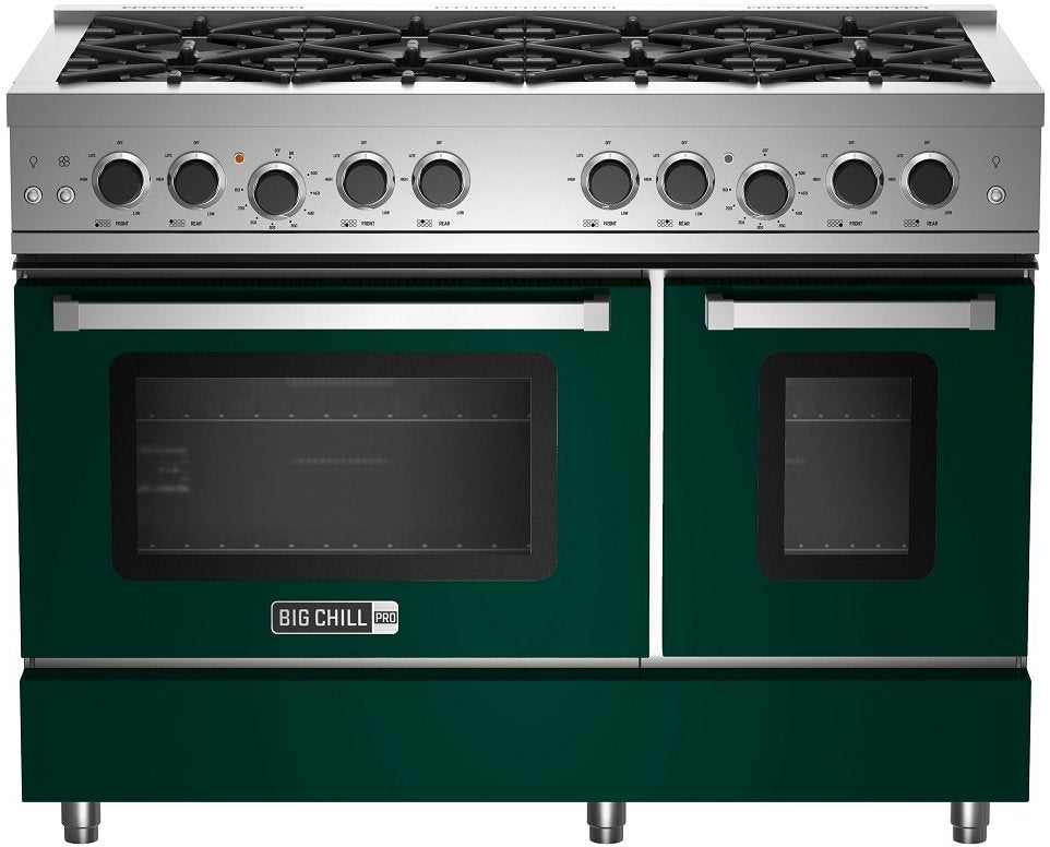 Big Chill BCPRO48MGLP 48 Inch Pro Gas Range: Moss Green, Liquid Propane