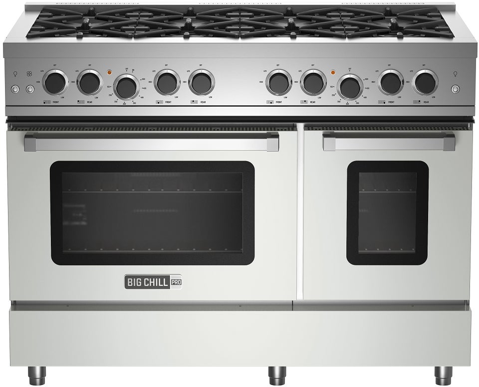 Big Chill BCPRO48MWNG 48 Inch Pro Gas Range: Matte White, Natural Gas