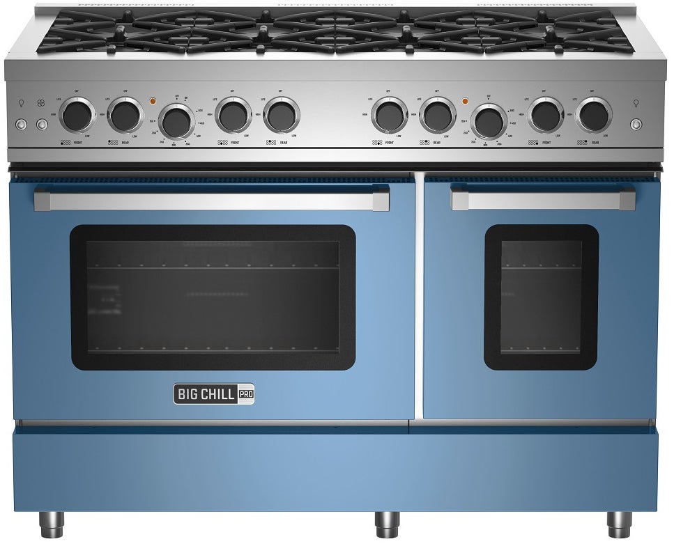 Big Chill BCPRO48PBNG 48 Inch Pro Gas Range: Pastel Blue, Natural Gas