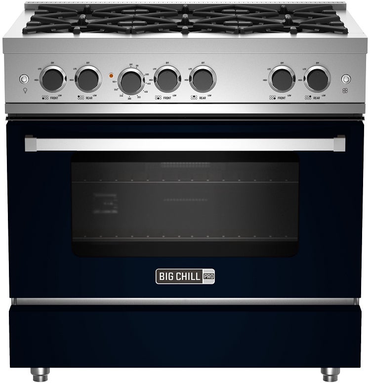 Big Chill BCPRO36BBNG 36 Inch Pro Gas Range: Black Blue, Natural Gas