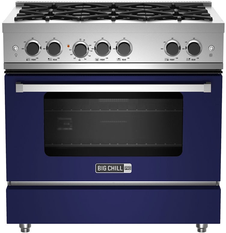 Big Chill BCPRO36CNG 36 Inch Pro Gas Range: Cobalt, Natural Gas