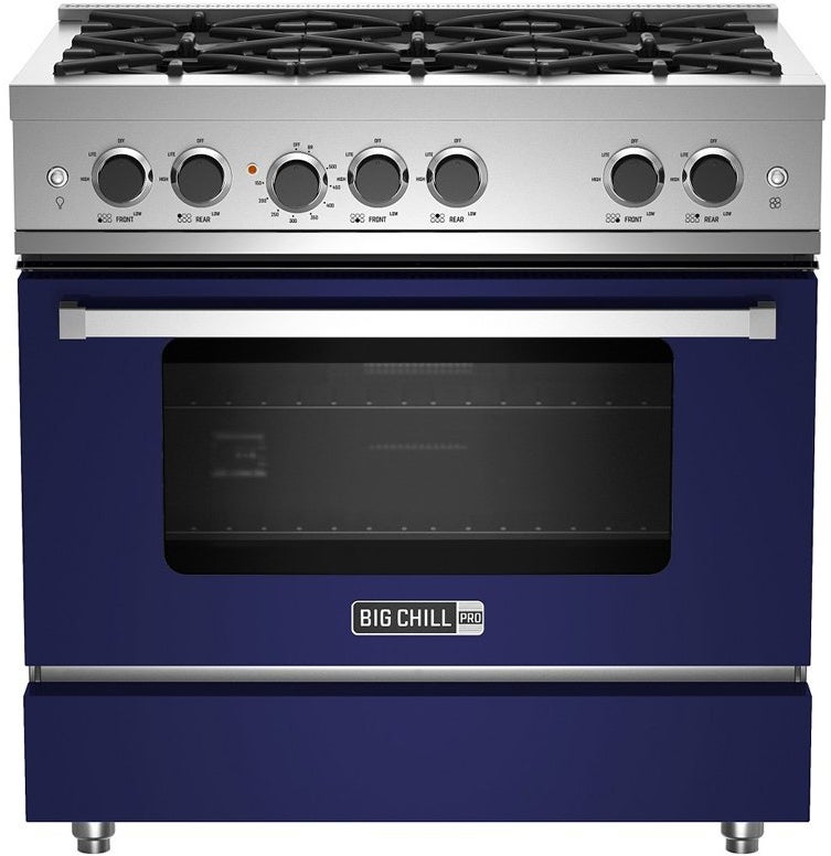 Big Chill BCPRO36CLP 36 Inch Pro Gas Range: Cobalt, Liquid Propane