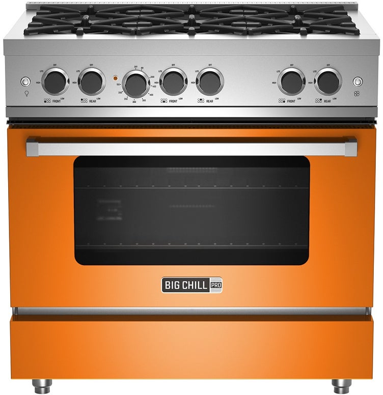 Big Chill BCPRO36ONG 36 Inch Pro Gas Range: Orange, Natural Gas