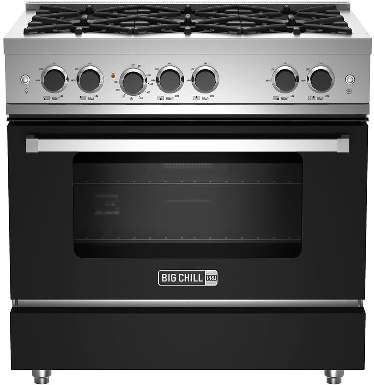 Big Chill BCPRO36MBNG 36 Inch Pro Gas Range: Matte Black, Natural Gas