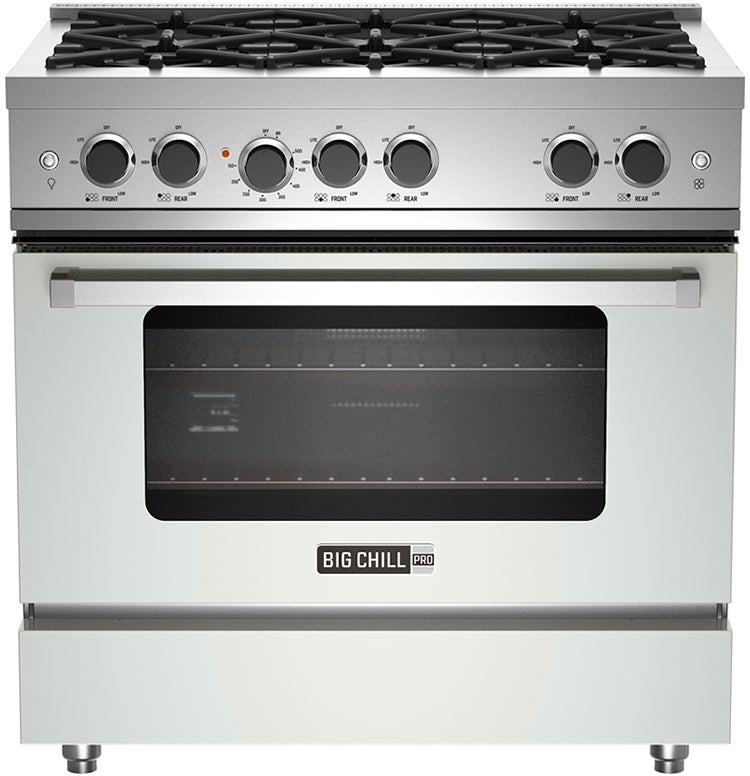 Big Chill BCPRO36MWNG 36 Inch Pro Gas Range: Matte White, Natural Gas