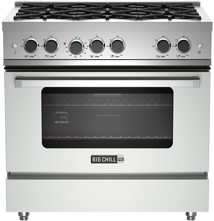 Big Chill BCPRO36MWLP 36 Inch Pro Gas Range: Matte White, Liquid Propane