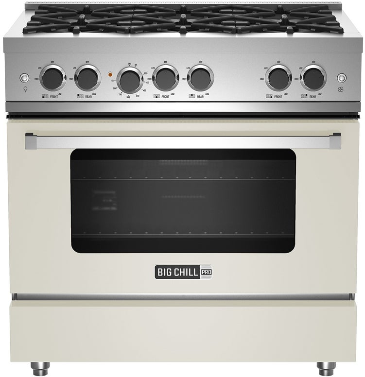 Big Chill BCPRO36GWNG 36 Inch Pro Gas Range: Grey White, Natural Gas