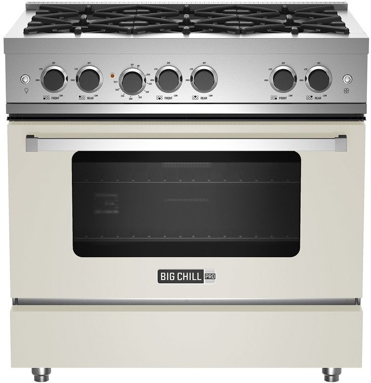 Big Chill BCPRO36GWLP 36 Inch Pro Gas Range: Grey White, Liquid Propane