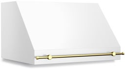 Matte White With Brushed Brass Trim