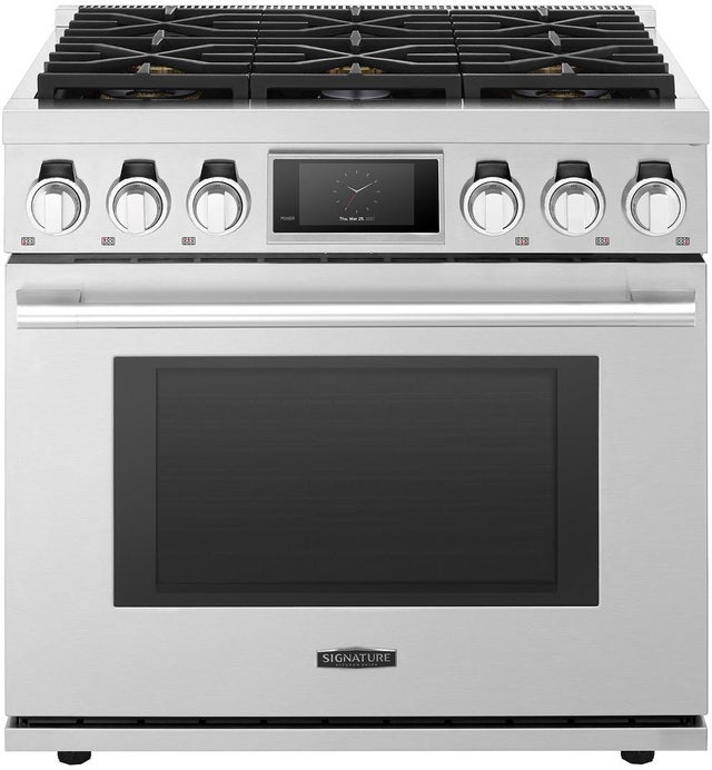 Signature Kitchen Suite SKSDR360S 36 Inch Dual Fuel Range, 6 Burners, Steam Assisted...